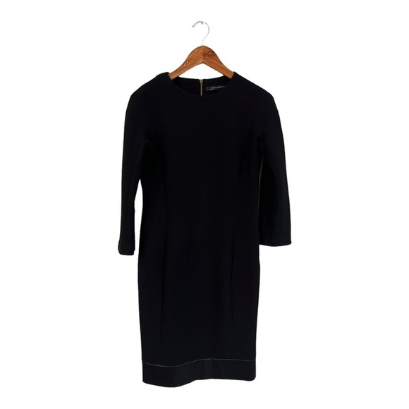 Zara Black Shift Dress Shift Modest Long Sleeves Small S - Picture 1 of 4